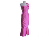 Vintage 60s pink mermaid dress one strap with huge bow long bubblegum dress maxi party gown
