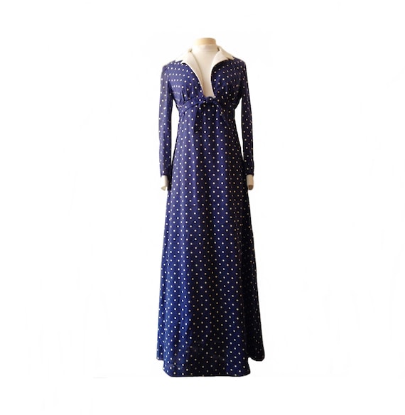 Vintage 70s Polka Dot Navy Dress/ Sleeveless Maxi Sundress/ White Bodice/ Empire  Waist/ Bolero Jacket/ Summer Dress/ Melissa Lane/ - Etsy