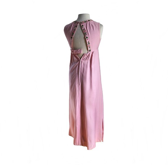 Vintage 60s pink floral maxi dress/ long sleevele… - image 5