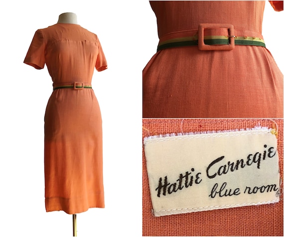Vintage 50s rare Hattie Carnegie Blue Room wiggle
