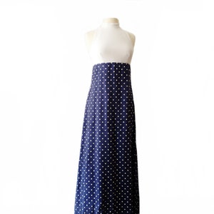 Vintage 70s polka dot navy dress/ sleeveless maxi sundress/ white bodice/ empire waist/ Bolero jacket/ summer dress/ Melissa Lane/ image 7