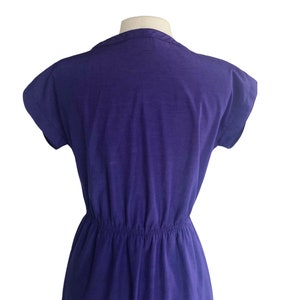 Vintage 80s purple shirt dress by Leslie Fay office dress decorative stitching VFG image 7
