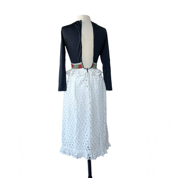 Vintage black & white eyelet maxi dress| rose emb… - image 7