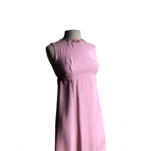 Vintage 60s pink floral maxi dress/ long sleevele… - image 7