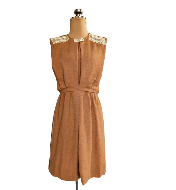 Vintage 60s beige brown wool dress by Junior Soph… - image 4