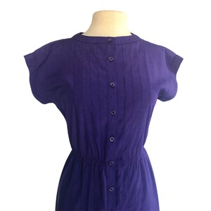 Vintage 80s purple shirt dress by Leslie Fay office dress decorative stitching VFG image 3