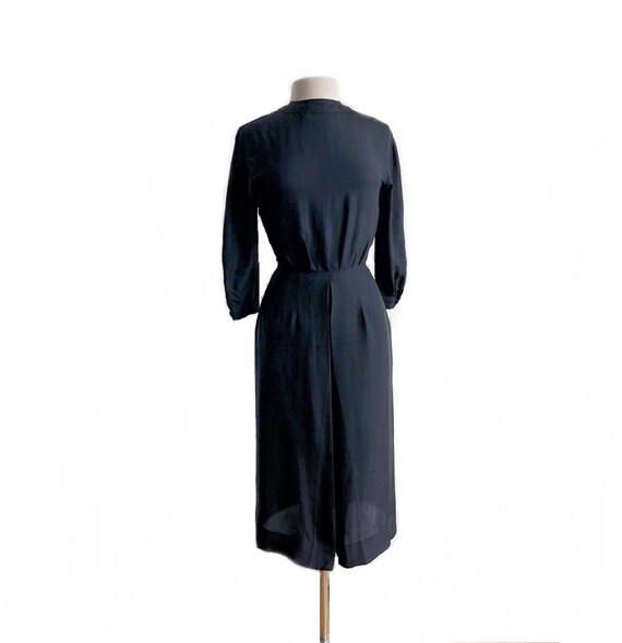 long sleeve black silk dress