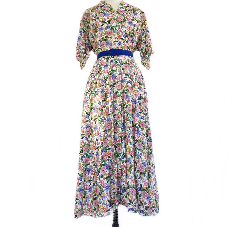 Vintage 80s floral maxi shirtdress Chrysanthemums Flora Dress image 2
