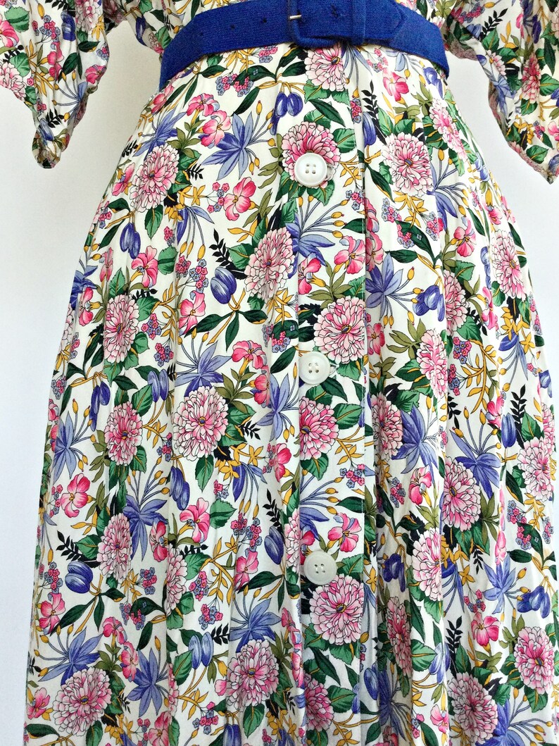 Vintage 80s floral maxi shirtdress Chrysanthemums Flora Dress image 6