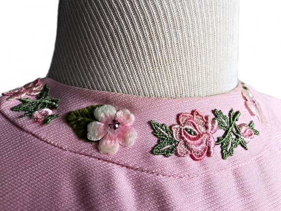 Vintage 60s pink floral maxi dress/ long sleevele… - image 8