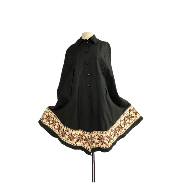 60s vintage ethnic embroidery tunic tops Vintage 60s black cape with ethnic embroidery trim| B\u2026 - Gem