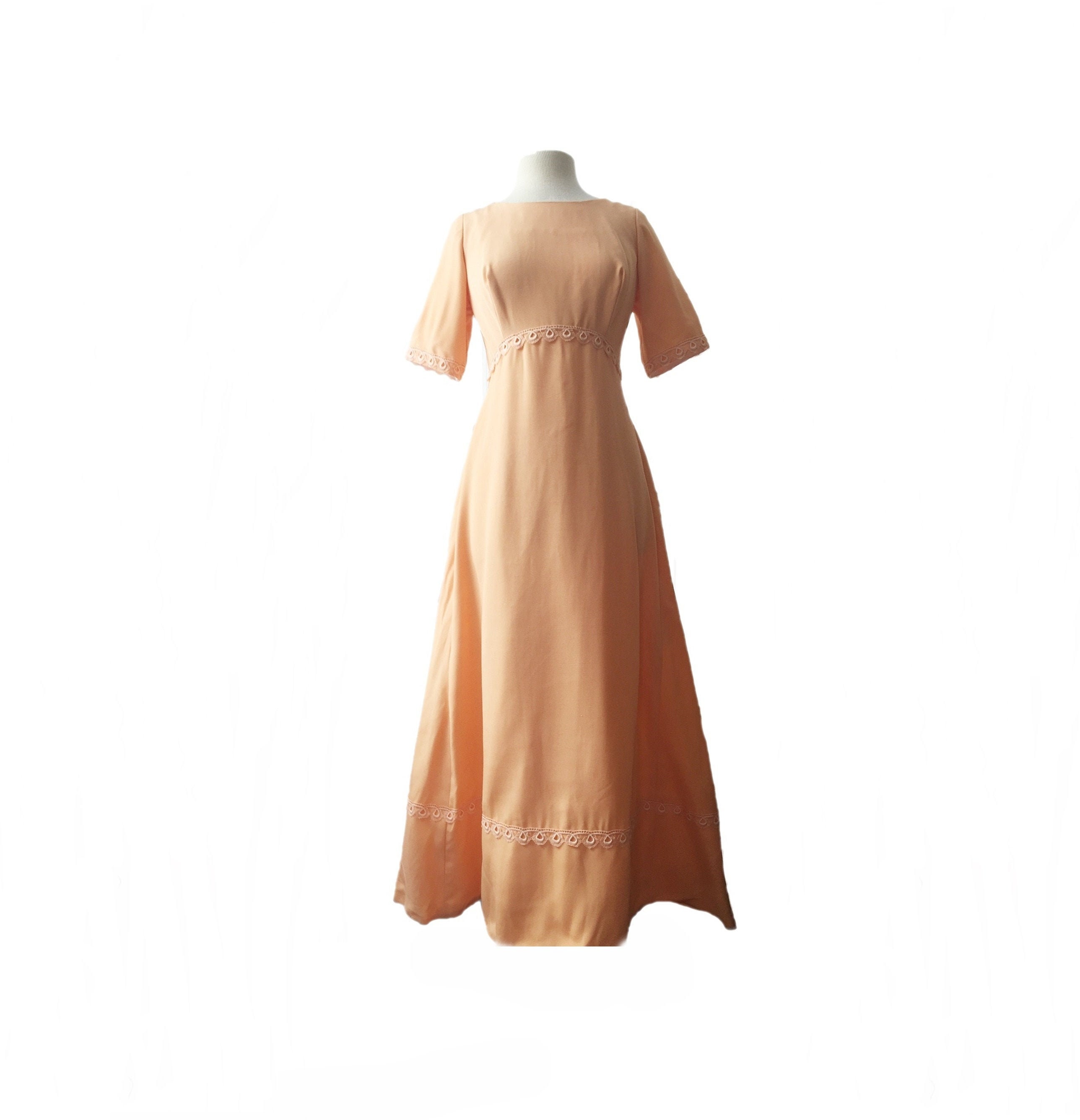 Vintage 60s Peach Orange Maxi Dress/ Pastel Prom Gown/a-line - Etsy