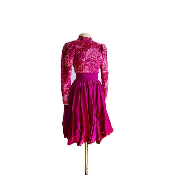 fuchsia satin dress