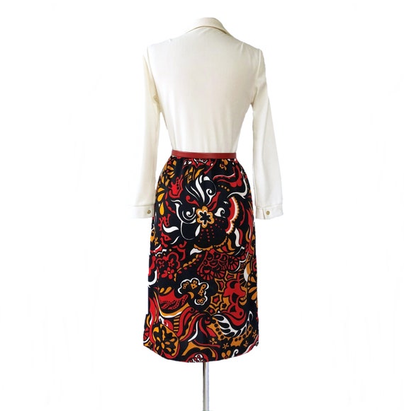 Vintage 70s abstract botanical print shirt dress … - image 7