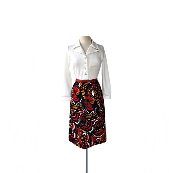 Vintage 70s abstract botanical print shirt dress … - image 1