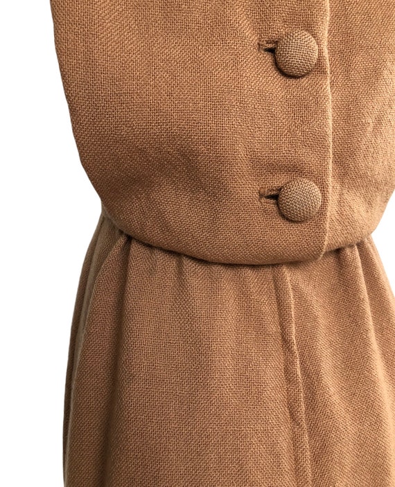 Vintage 60s beige brown wool dress by Junior Soph… - image 9