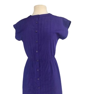 Vintage 80s purple shirt dress by Leslie Fay office dress decorative stitching VFG image 5