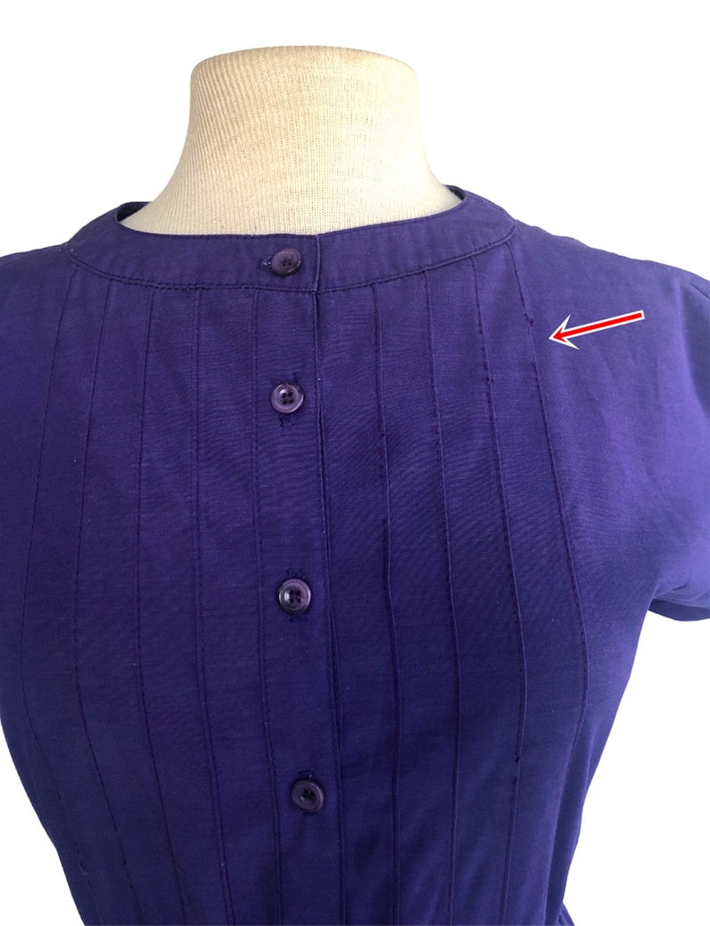 Vintage 80s purple shirt dress by Leslie Fay office dress decorative stitching VFG image 9