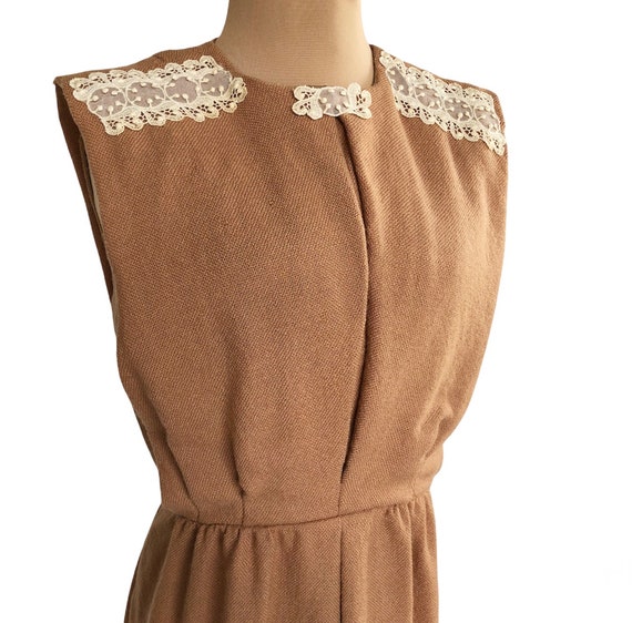 Vintage 60s beige brown wool dress by Junior Soph… - image 3