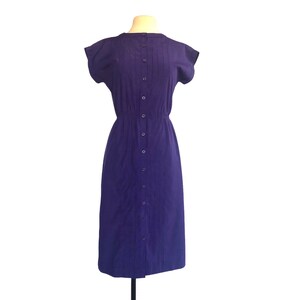 Vintage 80s purple shirt dress by Leslie Fay office dress decorative stitching VFG image 2