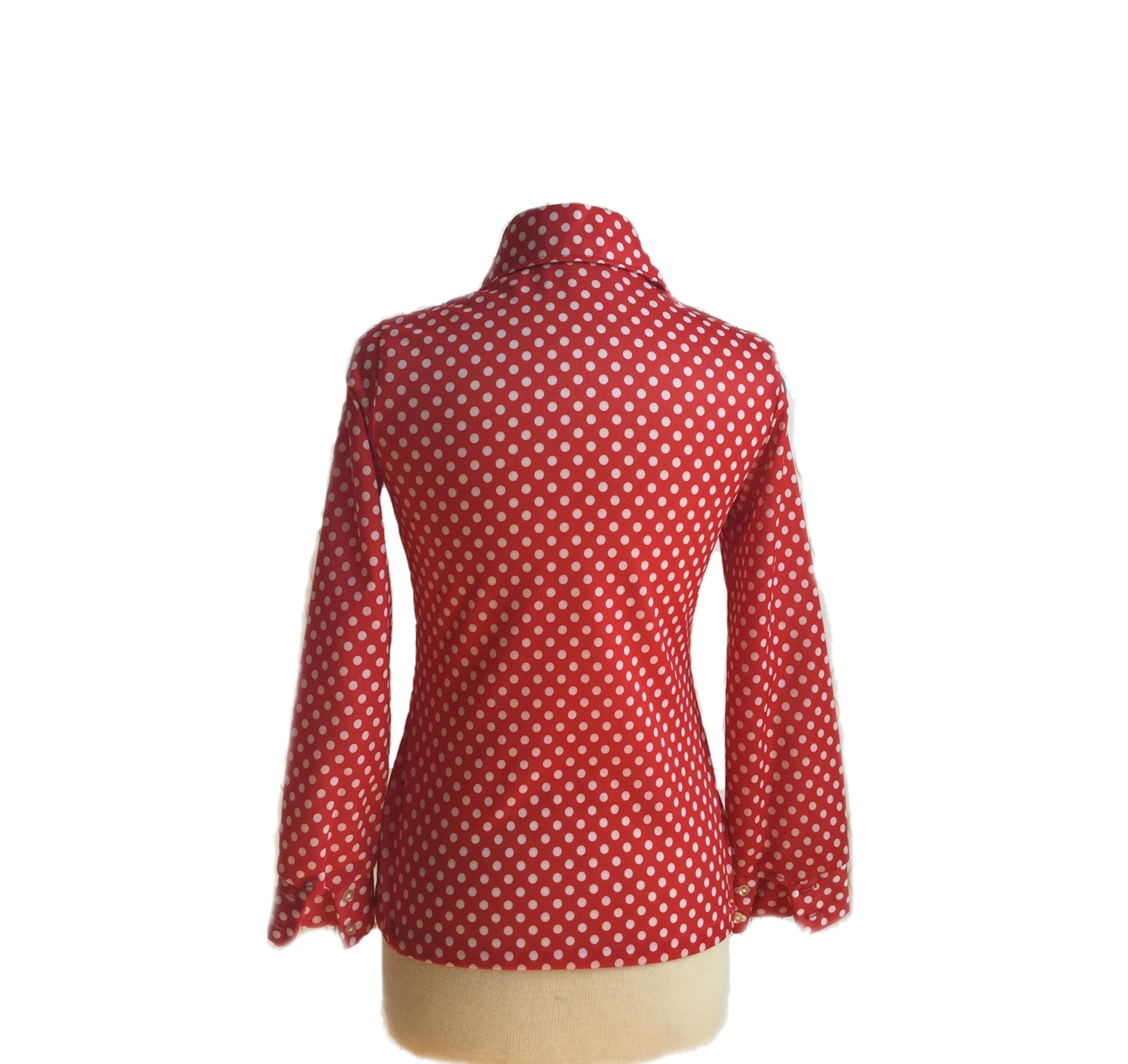 Vintage 70s red & white polka dot shirt/ Jack Winter blouse/ | Etsy