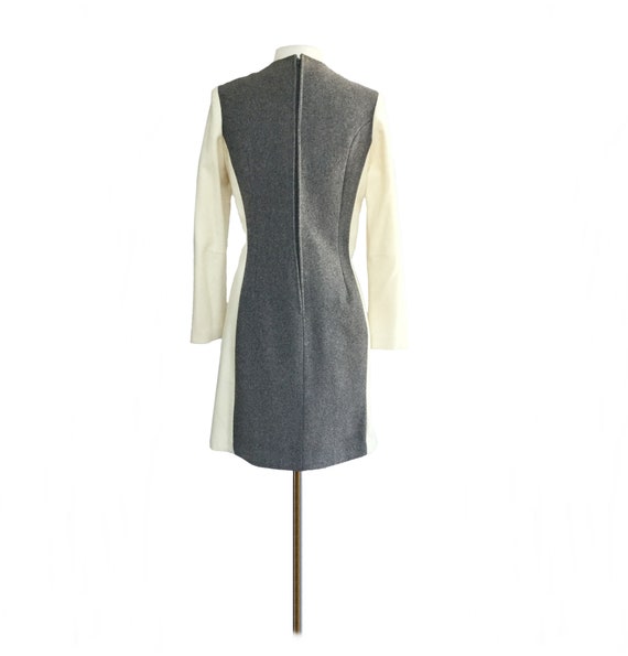 Vintage 60s wool dress & coat set with white mink… - image 7