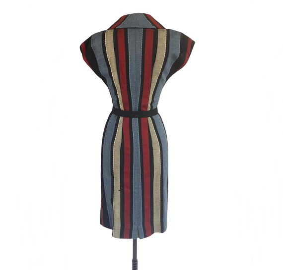 Vintage 50s striped wool sheath dress| mother of … - image 6