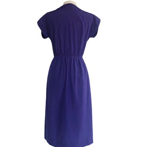 Vintage 80s purple shirt dress by Leslie Fay office dress decorative stitching VFG image 6