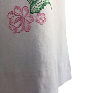 Vintage 60s pastel pink shift dress with pink & green floral embroidery Twiggy mod dress image 6