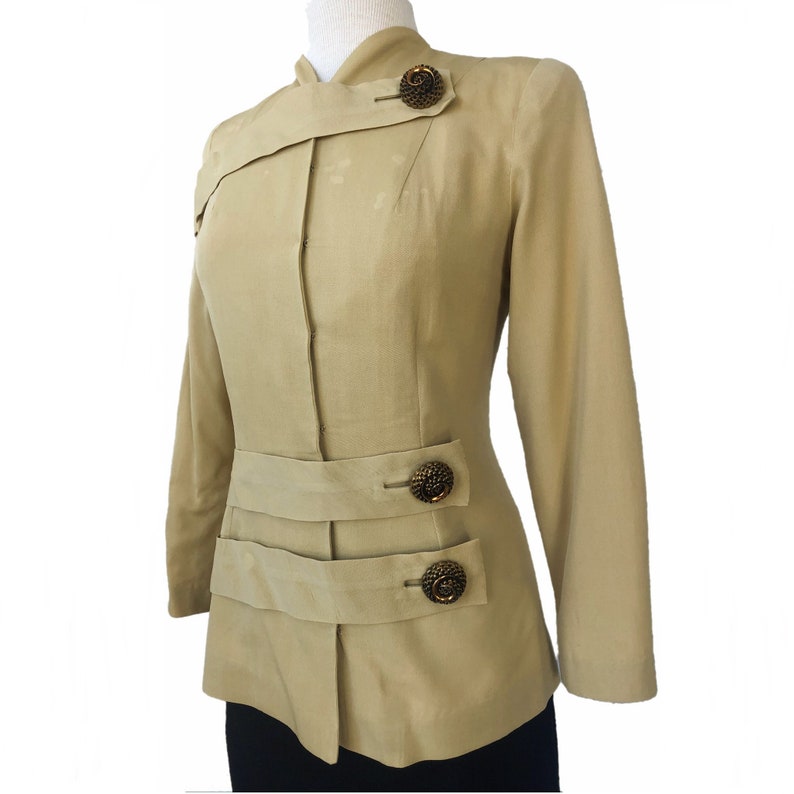 Vintage 40s Avant Garde mustard yellow jacket/ military style/ | Etsy