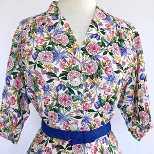 Vintage 80s floral maxi shirtdress Chrysanthemums Flora Dress image 3