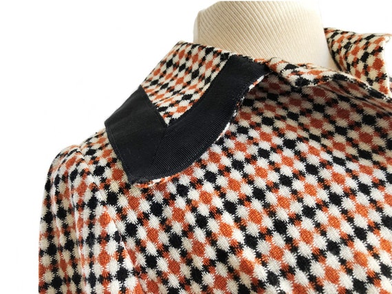 Vintage 70s brown black gingham pattern jacket/ e… - image 5