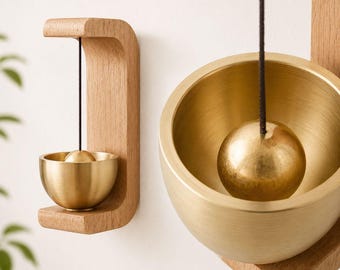 Campanello in legno con suoneria in ottone, campanello d'ingresso magnetico in stile giapponese