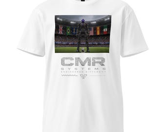 Futuristisk FIFA Soccer Mech Robot Concept Art T-shirt (unisex, VM och sci-fi grafisk mode)