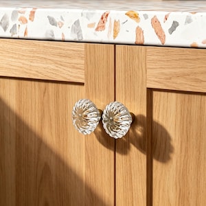 Crystal Glass Cabinet Knobs, Brass Drawer Knobs, Clear & Amber Glass Furniture Hardware, Vintage Dresser Knobs, Kitchen Cabinet Knobs