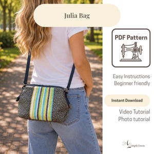 Julia väska sömnadsmönster | Kiss Lock-väska PDF | Quiltad axelväska | Videohandledning