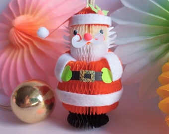 Vintage-style honeycomb Santa, retro Christmas decoration
