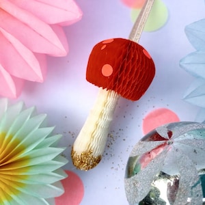 Retro/ vintage style honeycomb toadstool/ mushroom ornament