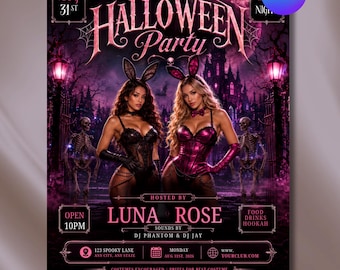 Plantilla de folleto para fiesta de Halloween, folleto para club de Halloween, póster para fiesta de Halloween, folleto para evento de Halloween, folleto para noche espeluznante, Canva editable