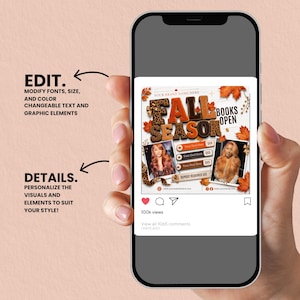 Fall Booking Flyer Template, September Books Open Flyer, Hair, Lash & Nail Canva Template, DIY Text, Instant Download