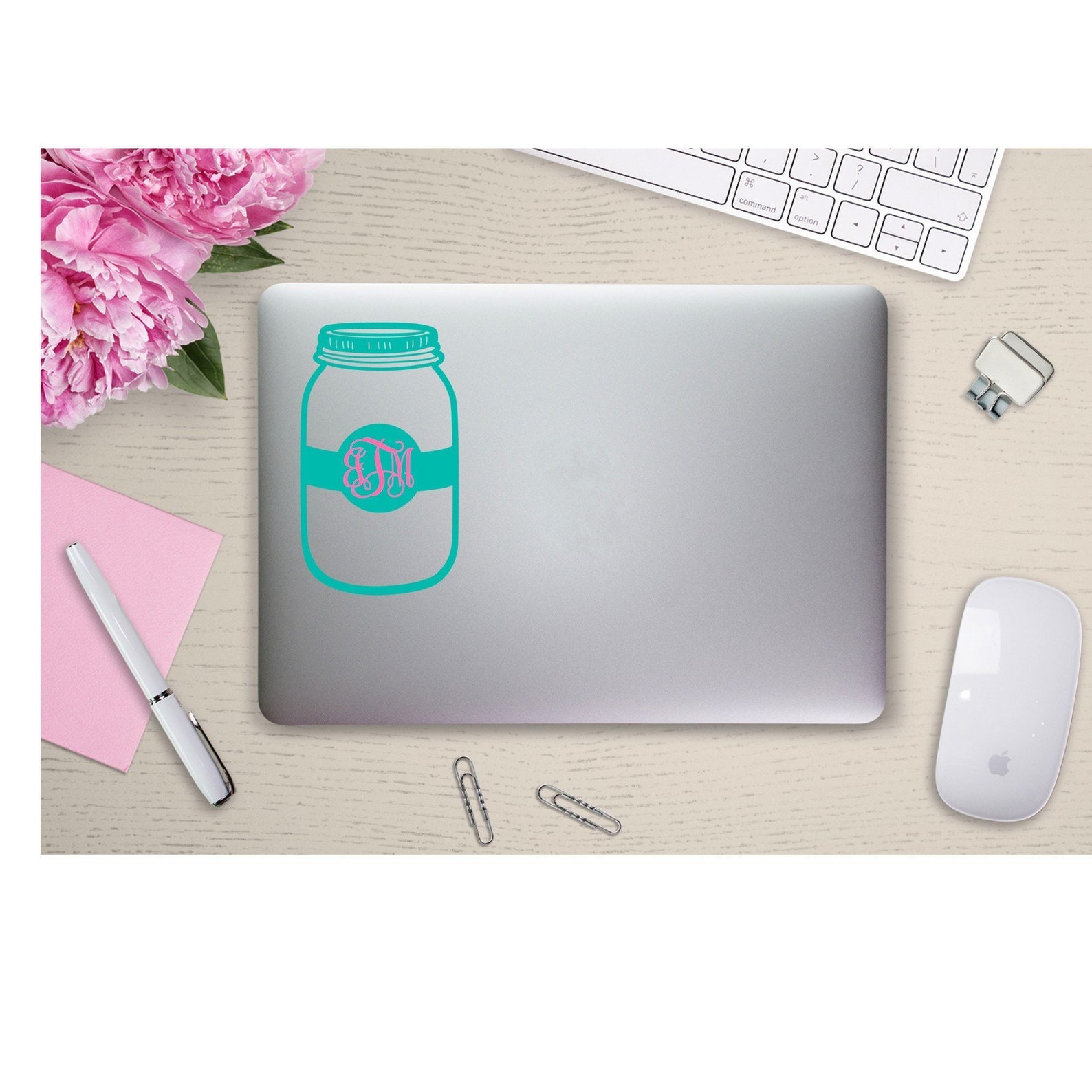 Laptop Sticker Computer Decal Monogram for Laptop Car Etsy