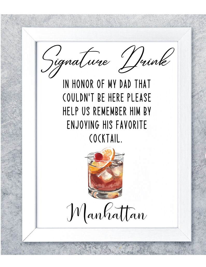 Custom Signature Drink Sign Raise Your Glass Remembering Etsy