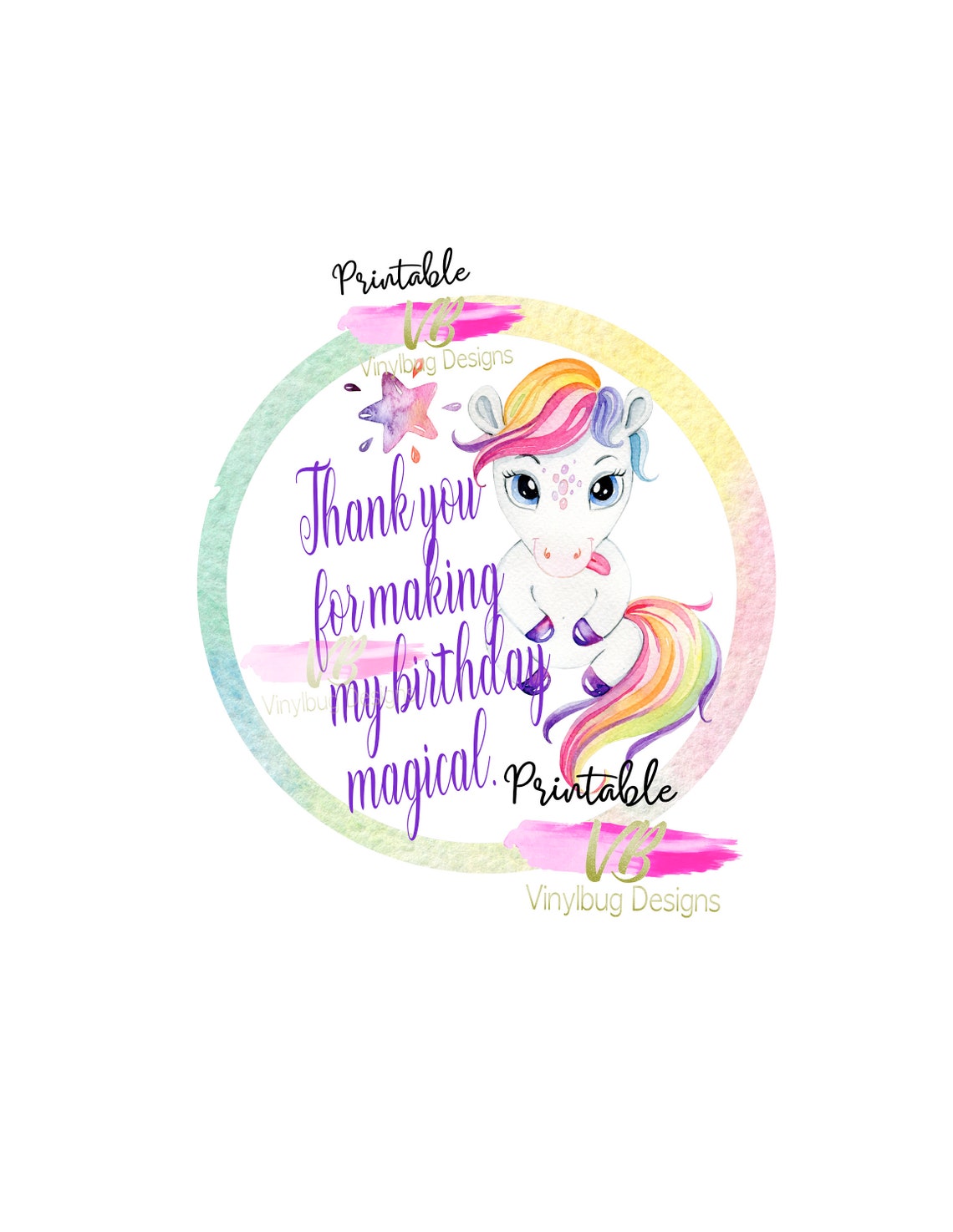 printable unicorn thank you for coming unicorn party bags etsy