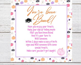 Etiquetas imprimibles de Halloween "Te han abucheado" / Etiqueta de regalo de descarga instantánea para pedir dulces / Recuerdo de fiesta de Halloween / Cesta imprimible de abucheos fantasma
