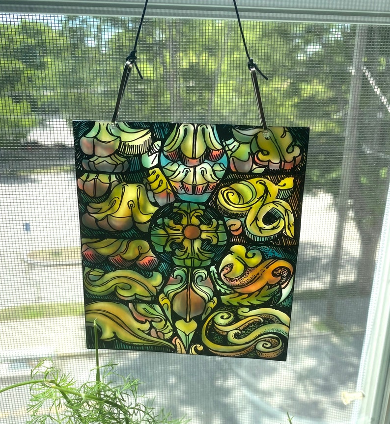 shrinky dink classical pattern panel suncatcherornament