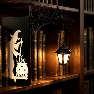 Hängande lässpöke LED-nattlampa, varm glödande söt spökboklampa, mörk akademisk gotisk bokhylla och bokhörndekoration present