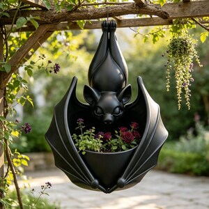 Hanging Bat Shaped Plant Pot, Novelty Hanging Flower Planter, Unique Succulent Pot for Indoor Outdoor Garden Decor