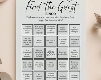 Find the Guest Bingo Card Canva Template | Printable Party Game