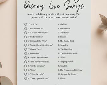 Bridal Shower Game Printable | Hen Party | Bachelorette | Family Game Night Printable | Wedding Shower Games | Wedding Song Print