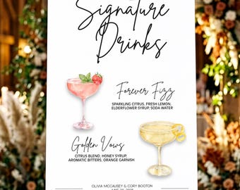 Customizable Signature Drinks Sign Template | Canva Download